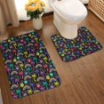thumbnail image 2 of Yiaed Colorful Palms Print Bathroom Mat Set 2 Pieces Mat Anti-Skid Pad Ultra Soft and Absorbent Bathroom Bath Mat Contour Bath Rugs for Toilet Base, 2 of 6