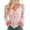Pink, variant on Women's V-Neck Ribbed Knit Tops Drawstring Ruched Fitted Blouses Bell Sleeves, S-2XL