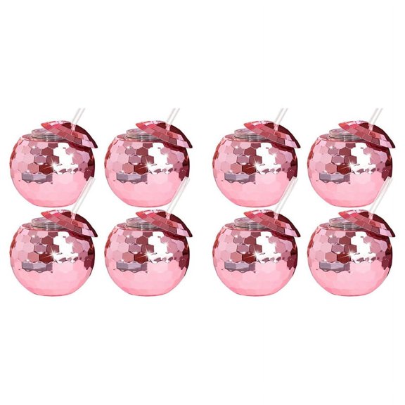 8PCS Disco Cups Cocktail Glasses Bar Tools Glasses Flashlight Straw Wine Goblets Drink Cups Rose Gold