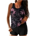 thumbnail image 2 of Summer Women's 2 Piece Swimsuits Fashion Print Tankini Set with Crewneck Tops and Swim Shorts Sleeveless Shirt for Summer Beach Vacation Cheap, 2 of 6