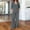 *Gray, variant on Women's 2 Piece Linen Blend Outfit Set, V Neck Roll-Up Sleeve Top and Wide Leg Pants with Pockets for Summer Gray,Women's Plus S