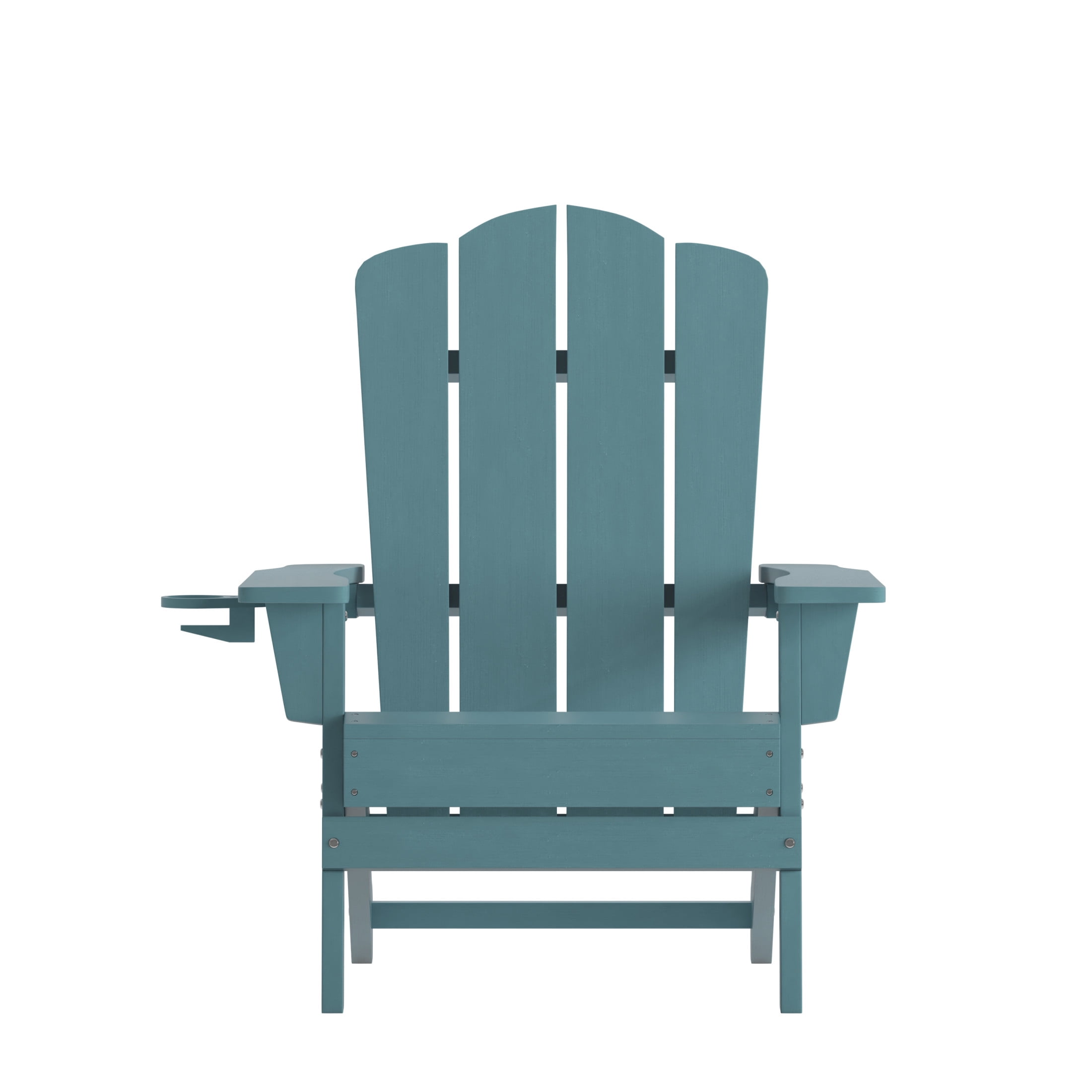 Merrick Lane Adirondack Chair with Cup Holder, Weather Resistant HDPE Adirondack Chair in Blue