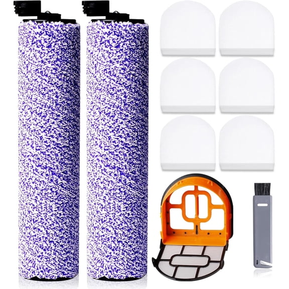 9 Pack Replacement Roller Brush and Foam Filters Kit Compatible with Shark WD101,AW302,WD201, WD161 WD261 AW261 Hydrovac XL 3-in-1 Vacuum Cleaner, Cordless Pro XL Vacuum Accessories
