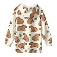 thumbnail image 5 of Psesaysky Girls Long Hoodies Brown Capybara Print Sweatshirt Pullover Kids Teen Loose Outwear Coat Casual Fashion Fall Winter for 13-14 Years, 5 of 7