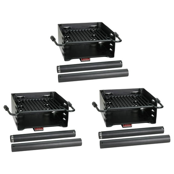 Pilot Rock Park Style Outdoor BBQ Charcoal Grill & Post, Black (3 Pack)