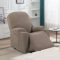 thumbnail image 7 of H.VERSAILTEX Stretch Electric Power Lift Recliner Chair Cover with Side Pocket, Soft Thick Jacquard(Single Seat, Taupe), 7 of 7
