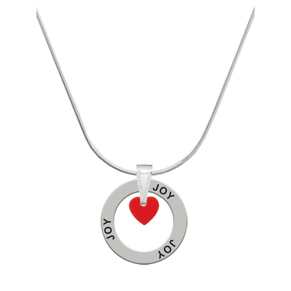 Delight Jewelry Acrylic 5/16" Red Heart Joy Ring Charm Necklace, 18"