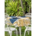 thumbnail image 2 of Outdoor Tablecloth with Umbrella Hole & Zipper, Yellow Coastal Starfish Round Tablecloth 60 Inch, Summer Coral Shell Nautical Beach Patio Table Cover Waterproof Table Cloth for Picnic/Party, 2 of 7