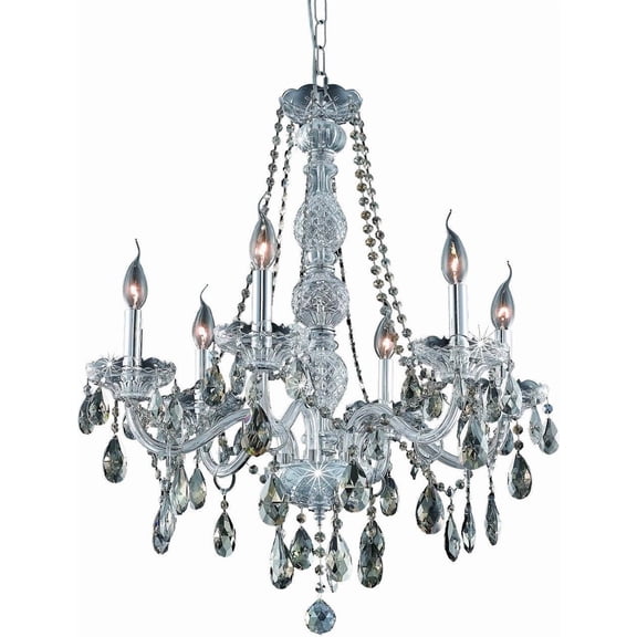 Verona 6 light Chrome Chandelier Golden Teak (Smoky) Royal Cut Crystal