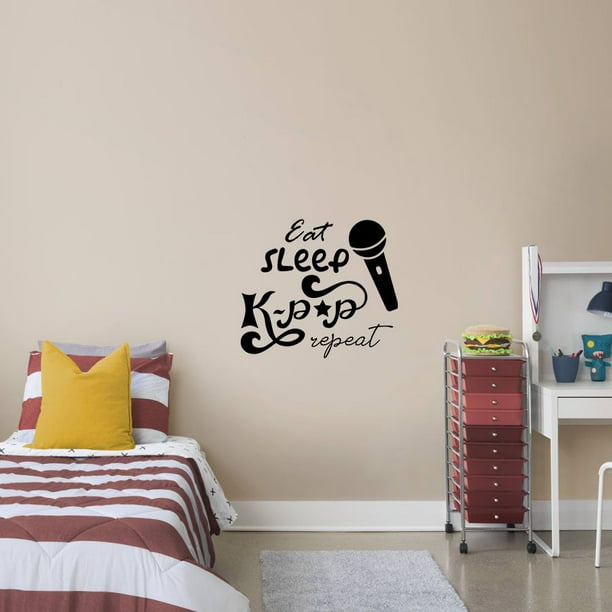 Eat Sleep Kpop Repeat Kpop Band Wall Decals Music Artist Song Lyrics Singer Dancer Korean Pop Group For Boys Girls Art Room Music Room Studio Home Bedroom Vinyl Wall Art Decals Decoration 35x40