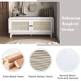 thumbnail image 4 of Wohh Boho Rattan Entryway Bench with Storage, Cushioned Shoe Bench with Double Doors, Wooden Shoe Organizer Bench for Entryway and Hallway,Beige, 4 of 11