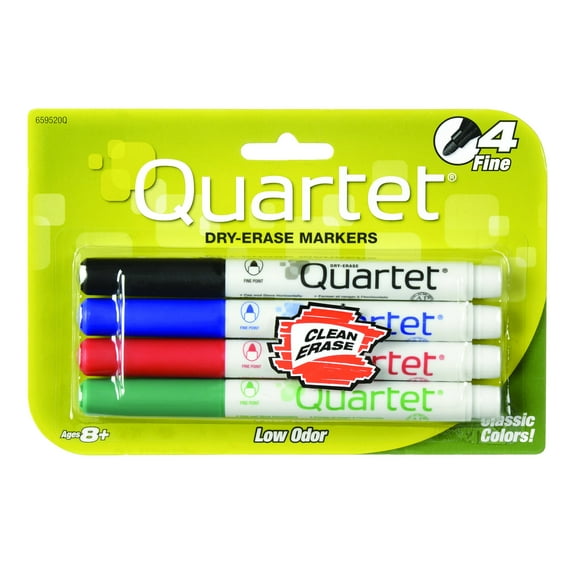 Low-Odor Dry-Erase Marker, Fine Bullet Tip, Assorted Colors, 4/pack | Bundle of 5 Packs