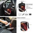 thumbnail image 4 of Yuyamidu Red Polynesia Front Car Seat Cover Set of 12 Orange Flower Steering Wheel Cover Seat Belt Pads Armrest Cover Palm Leaves Coasters Trash Bag Air Vent Pocket Rear View Mirror Cover Keychain, 4 of 7