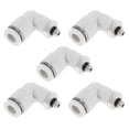 thumbnail image 1 of Conexiones de aire únicas Push para conectar accesorios de aire 1/4" 90 grados unión rápida de línea de aire plástico metal M5 5 piezas tono blanco plateado, 1 of 1