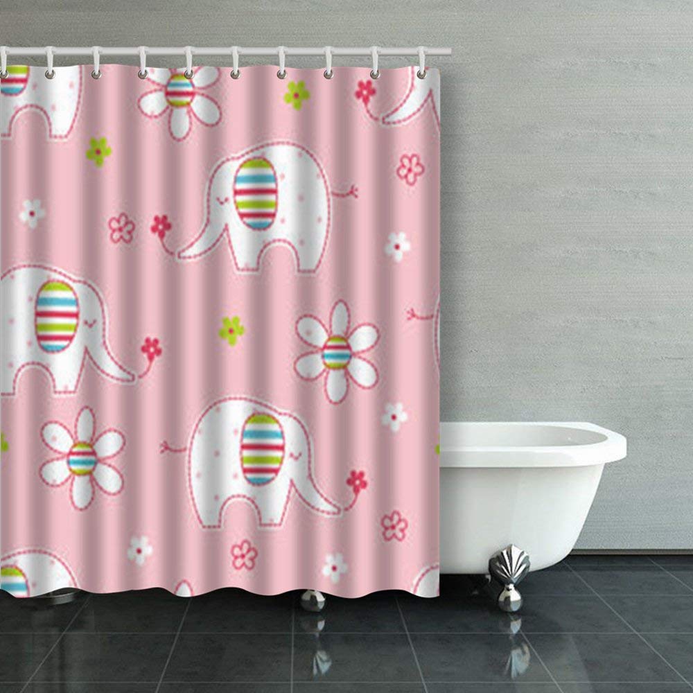 ARTJIA Seamless Pattern Cute Elephants Flowers Wrapping Elephant Shower