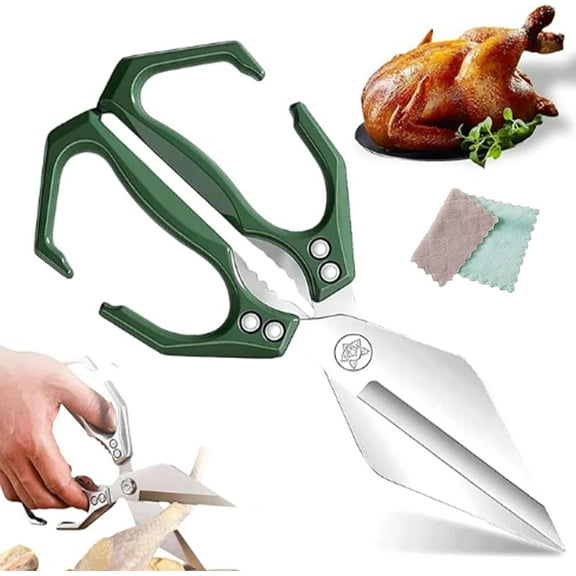 Seattleget Kitchen Scissors Silver, Multifunctional Heavy-Duty Kitchen Shears, Japan Cooking Scissors With Ergonomic Handle, Cut Chicken, Duck More With Ease, Transform Your Cooking Experience (R)