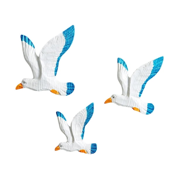 3x Gaviota Decoración de Pared Paloma de la Paz Decoración de Pared Aves Marinas Creativas Resina Volando Estilo A