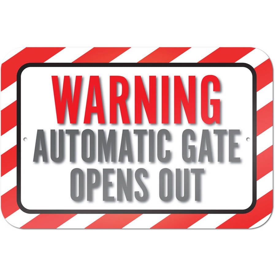 Warning Automatic Gate Opens Out Sign