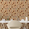 thumbnail image 2 of Ambesonne, Sunflowers Peel & Stick Wallpaper for Home, Summer Flowers Vintage, 13"x72", Dark Rosewood Mustard, 2 of 5