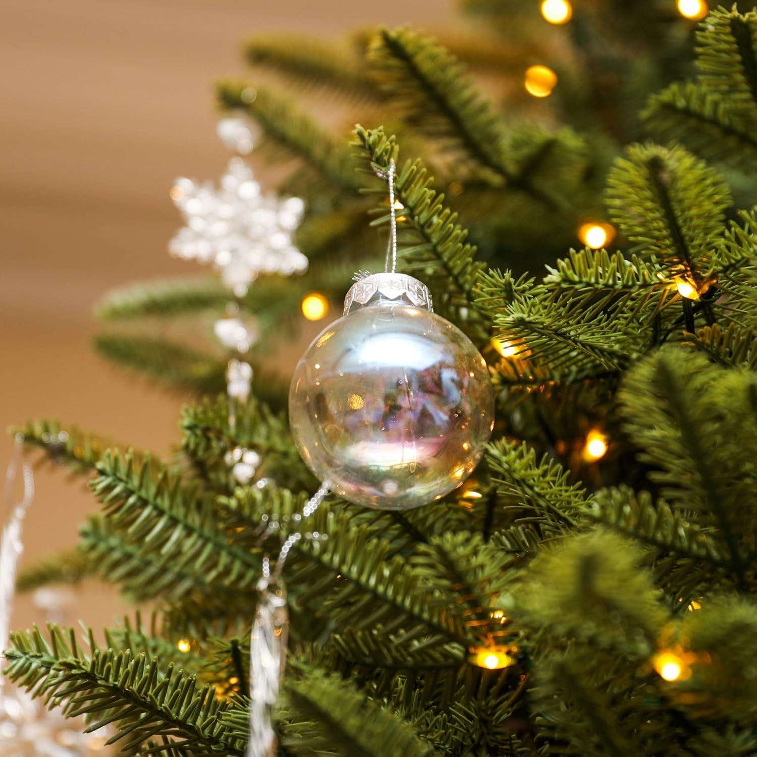 36 Pcs Hanging Clear Plastic Fillable Ornaments DIY Christmas Balls 2.36" DIY Ornaments Balls Hanging Ball Ornament Craft Ornaments for Xmas Tree Home Decoration Creative Gifts (60 mm),Topboutique