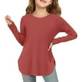 thumbnail image 2 of Tanghaowl Girls Shirt Girls Long Sleeve Shirts Kids Arc Hem Side Slit Soft Tunic Tops T Shirts 4t Girls Top, 2 of 7