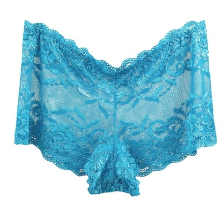 Women s Breathable Lace Boyshorts Plus Size Soft Stretch Panty Underpants Underwear for Ladies 1-Pack