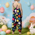 thumbnail image 3 of 1-10 Years Toddler Baby Girl Easter Outfit Rabbit Sleeveless Romper Jumpsuit Overalls Spaghetti Strap Wide Leg Summer Suspender Pants Playsuit Black, 3 of 6