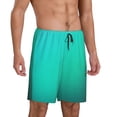 thumbnail image 2 of Naloa Turquoise Light Blue Men's Short Pajama Pants, Pj Shorts, Lounge Comfort Shorts-XX-Large, 2 of 6