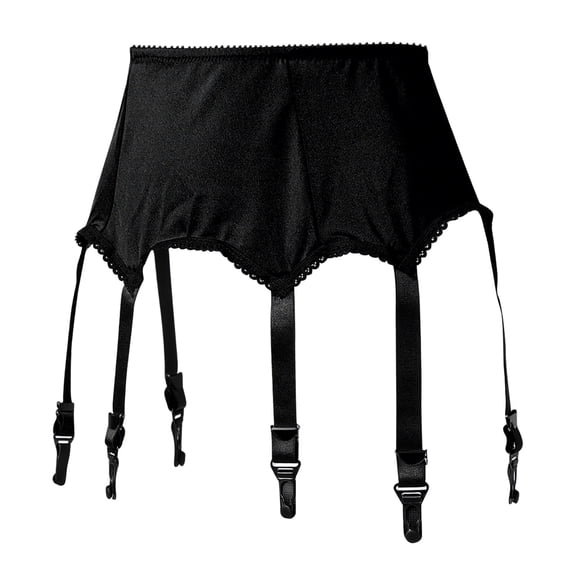 Breezora Women's Lace Garter Belt With 6 Adjustable Straps And Metal Clip Suspender For Thigh High Stockings In Elegant Design And Secure Hold L Size Black