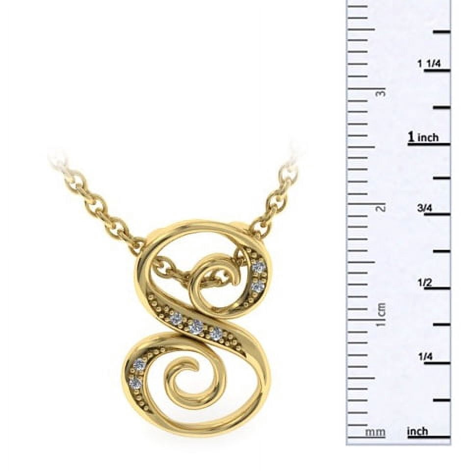 SuperJeweler S Initial Necklace In Yellow Gold With 7 Diamonds, Serif Style, With Free 18 Inch Cable Chain, For Women