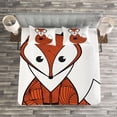 thumbnail image 3 of Ambesonne Fox Quilted Bedspread Set 3 Pcs, Cartoon Spiral Patterns, Queen Size, Dark Orange Black White, 3 of 3