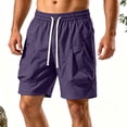 thumbnail image 4 of EOYWHK Mens Active Shorts Quick Dry Cargo Shorts with Multi-Pockets Elastic Waist Workout Shorts for Men Soft Lightweight Breathable Casual Activewear for Men Purple, Size XXL, 4 of 9