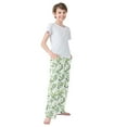 thumbnail image 3 of FORMRS Boys Pajama Pants with Pockets Size 6-8Y Kids Lounge Sleep Bottoms, Green Leafy Pattern, 3 of 8