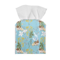 ZUXONGSY Easter Rabbit Square Tissue Box Covers PU Leather Tissue Cube Box Cover Fashion Tissue Box Customized Printed Tissue Cover Easter Bathroom Accessories Decoration