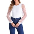 thumbnail image 1 of DARING DIVA Body de Manga Larga para Ropa de Club de Mujeres, Mono con Mangas de Malla, Body S Blanco, 1 of 6