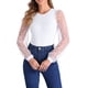 thumbnail image 1 of DARING DIVA Body de Manga Larga para Ropa de Club de Mujeres, Con Mangas de Malla, Mono Body L Blanco, 1 of 6