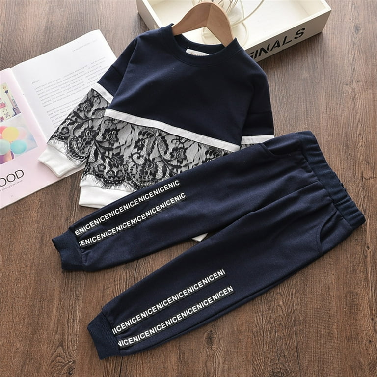 adviicd First Day Of School Outfits for Girls Kids Girls 2 Piece Outfit Sets Striped Crop Tops And Sweatpants Summer Tracksuit Walmart