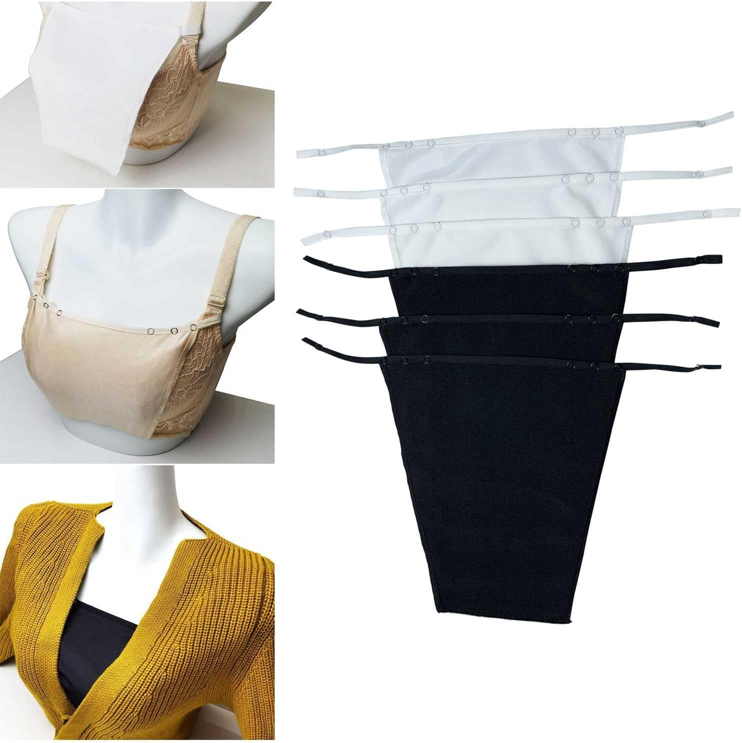 Pomwame 6-Pack Bra to Cami Converters Adjustable Snap-On Modesty Covers for Women Seamless Layering Cleavage Control