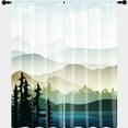 thumbnail image 4 of Misty Forest Rod Pocket Blackout Curtains Nature Scenery Foggy Mountain Rustic Tree Print Thermal Insulated Room Darkening Curtain Drapes for Kitchen W63 x L63 Inch, 4 of 5