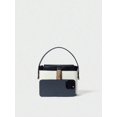 thumbnail image 3 of Women’s Black White Bucket Handbag, Top Handle Purse with Lock Detail, 3 of 5