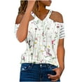 thumbnail image 2 of Patlollav Women Summer Tops Sexy Print Regular Starpless Mesh Short Sleeve V Neck Top, 2 of 7