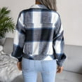 thumbnail image 2 of Defitshape Women's Long Sleeve Plaid Shirt Jacket Soft Flannel Fall Crop Top Vintage Fashion Casual Loose Short Button Down Shacket Navy Small, 2 of 5