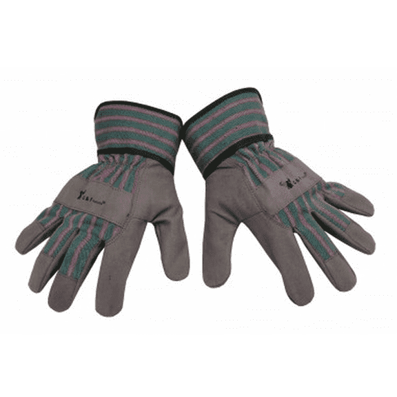 G & F Products JustForKids Garden Gloves, 3 Pairs, Synthetic Leather Kids Work Gloves with Adjustable Cuff and Non-Slip Grip, Ages 7-9 Years