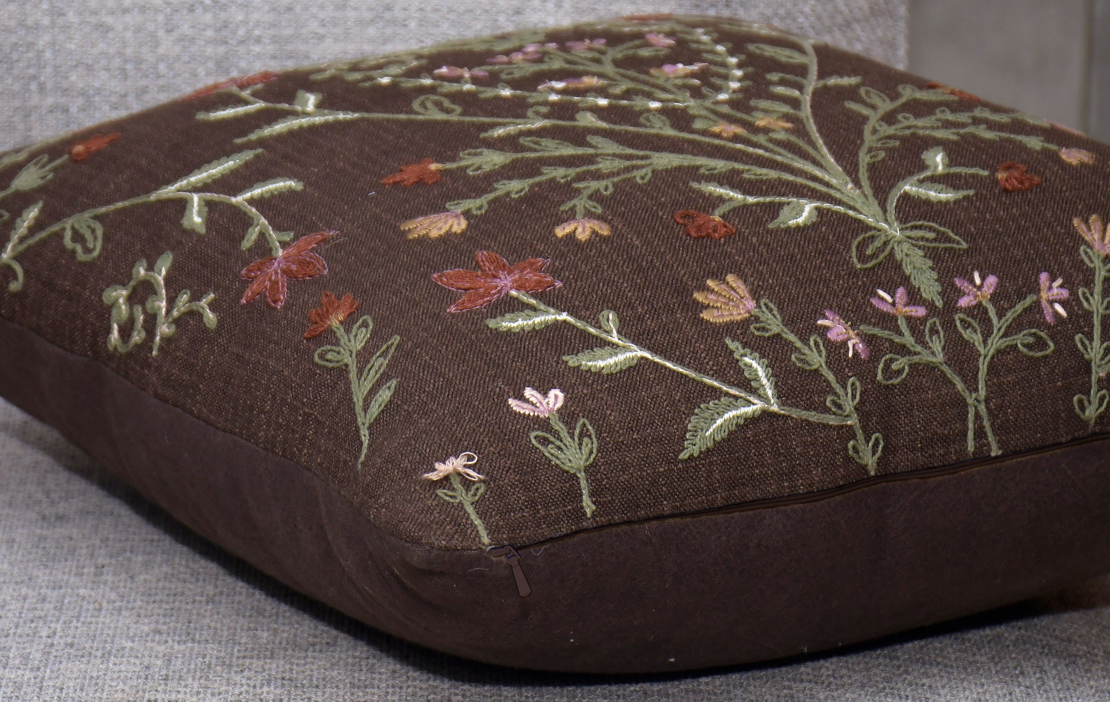 Better Homes & Gardens 20"x20" Brown Embroidery Decorative Throw Pillow