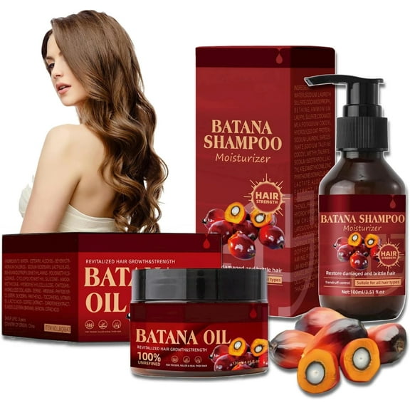 Batana Oil Shampoo and Conditioner Set, Scalp Care Shampoo, Reduces Hair Breakage for Denser Fuller Healthier Hair for Women and Men