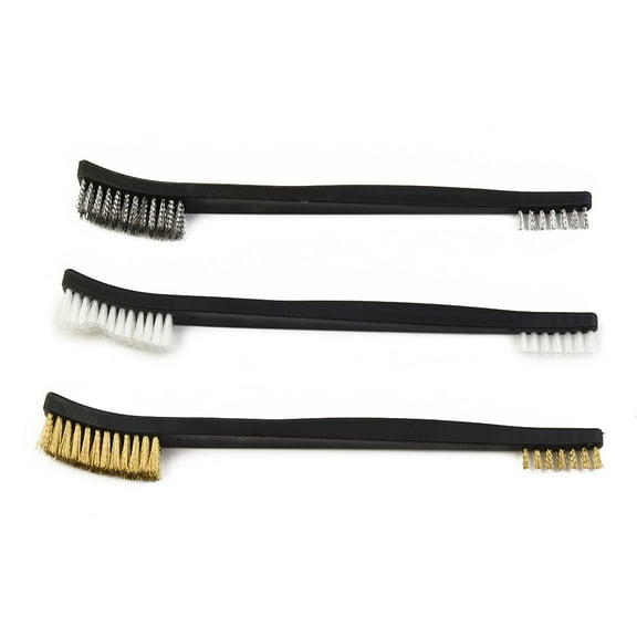 3Pc Mini Wire Brush Set Steel Brass Nylon Cleaning Polishing Metal Rust Tools