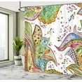 thumbnail image 5 of Ambesonne Grunge Shower Curtain, Leaves Flowers Hearts, 69"Wx84"L, Green Orange, 5 of 5