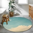 thumbnail image 5 of Retro Teal Cloudy Sky Round Rug 4ft Washable Circle Entryway Rugs Non Slip Farmhouse White Clouds Landscape Area Rug Indoor Floor Carpet for Bedroom Kitchen Living Room Home Office Dining Room, 5 of 8