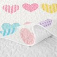 thumbnail image 5 of Manfei Cute Rainbow Stripe Twin Quilt Set, Sweet Love Heart Twin Coverlet Set, Cream Yellow, 2pcs, 1 Bedspread and 1 Pillowcase, 5 of 7