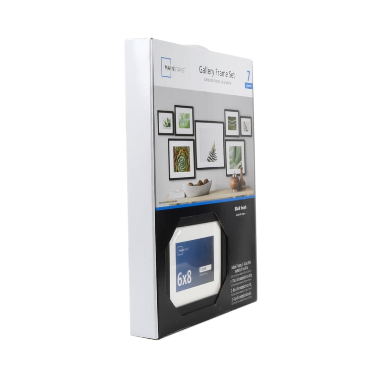 7-Pack Picture Frame Collage Set – Multi-Size Wall Gallery Frames (16x20, 11x14, 8x10, 5x7), Solid Wood, Black